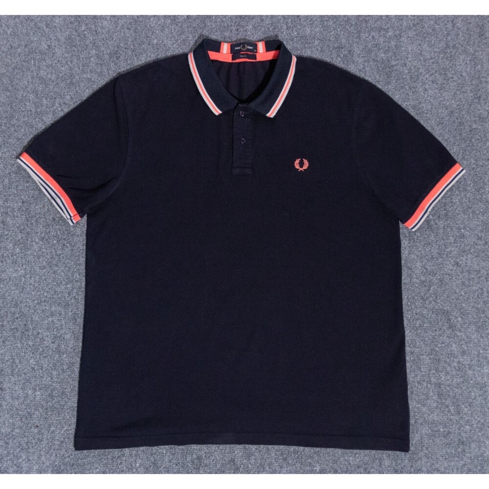 Fred Perry Polo Shirt Slim Black Twin Tipped M3600 Short Sleeve Pique Men's 2XL - Picture 1 of 5